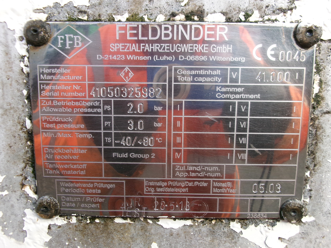Arrendamiento de Feldbinder Powder tank alu 41 m3 (tipping) Feldbinder Powder tank alu 41 m3 (tipping): foto 22