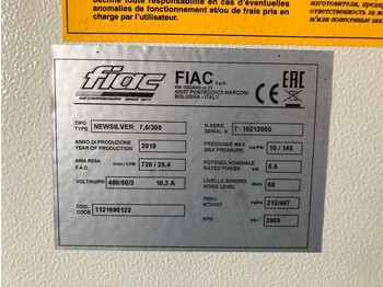 Compresor de aire nuevo Fiac New Silver 7.5 / 300 Silent 5.5 kW 720 L / min  10 Bar Elektrische schroefcompressor met ketel: foto 5