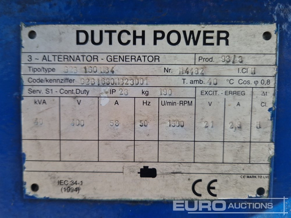 Generador industriale Dutch Power G2B 40kVA, 6 Cylinder Diesel Engine: foto 16